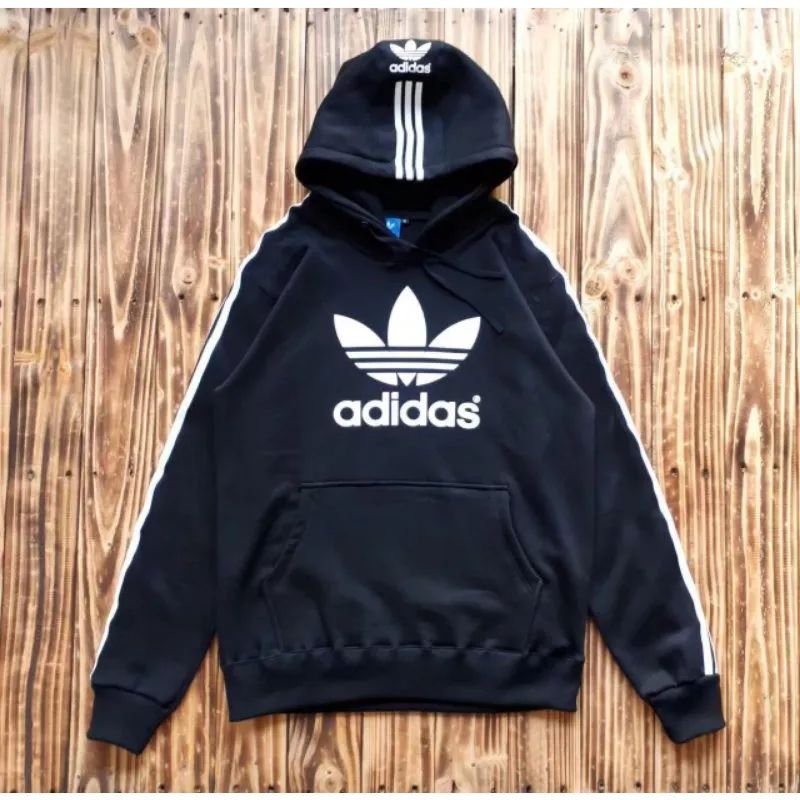 JAKET SWEATER HOODIE ADIDAS PRIA WANITA PULL TAG WASH + LEBEL - HOODIE ADIDAS THREEFOIL