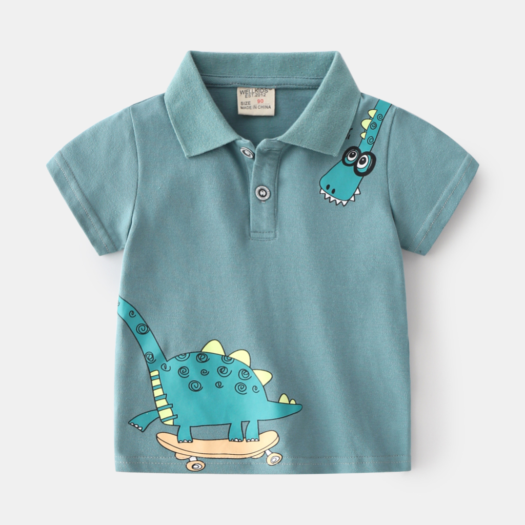 Polo Shirt Anak Laki Laki Import Baju Kerah Lucu Anak Cowok Motif Hewan Animal Zoo Tiger Lion