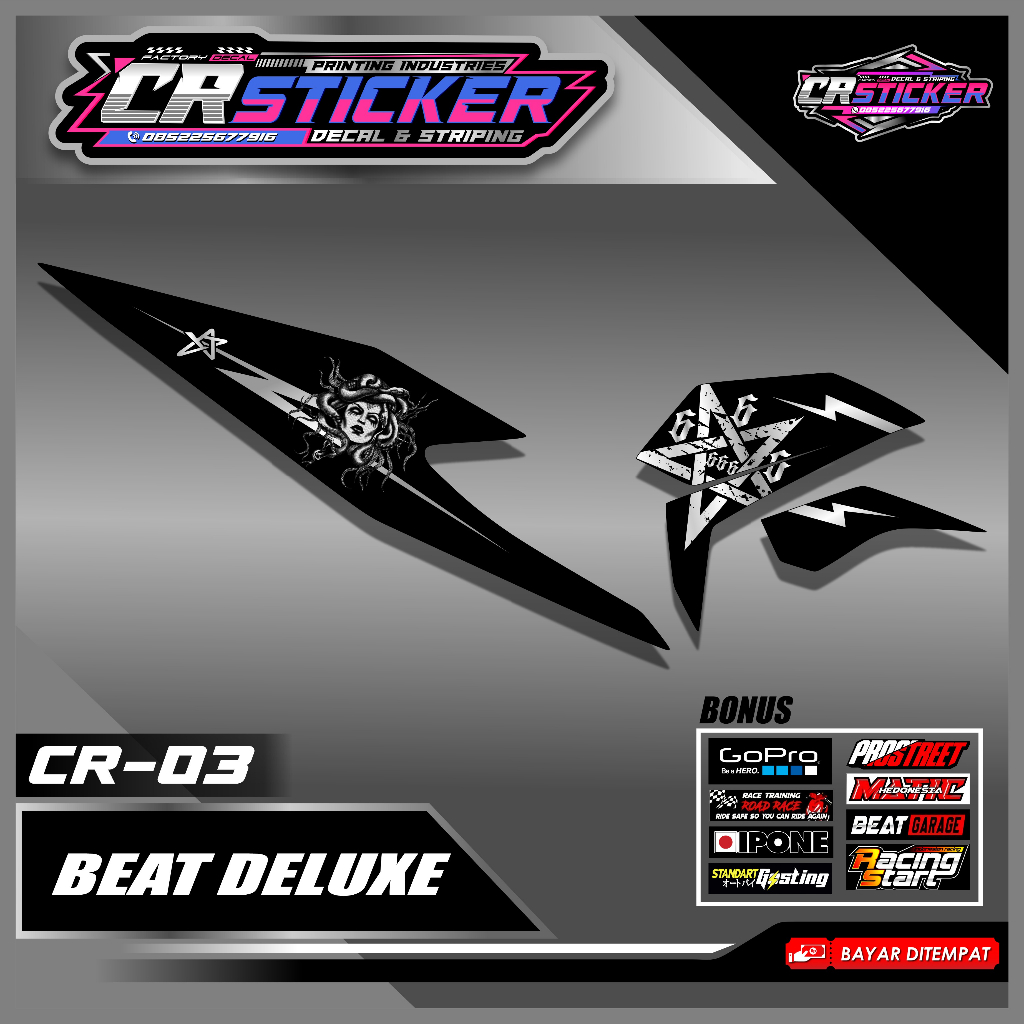 Striping Motor Transparan Beat Deluxe  - Striping Motor Beat 2020,2021,2022 Medusa - Striping Beat 2