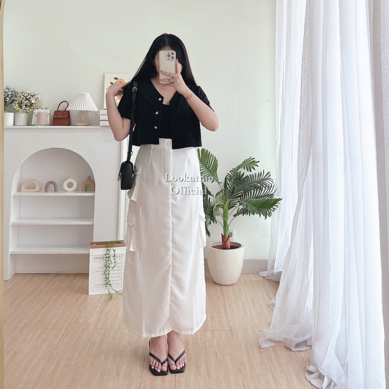 lookatmeofficial -  Mandy Cargo Skirt Casual Office Wear - Rok Kargo Wanita Polyester