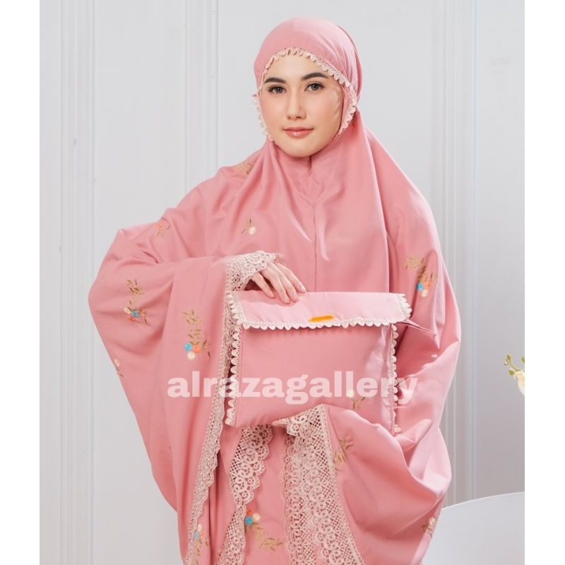 Mukena Bordir Katun Premium Bunga Cantik Renda Mewah Terbaru