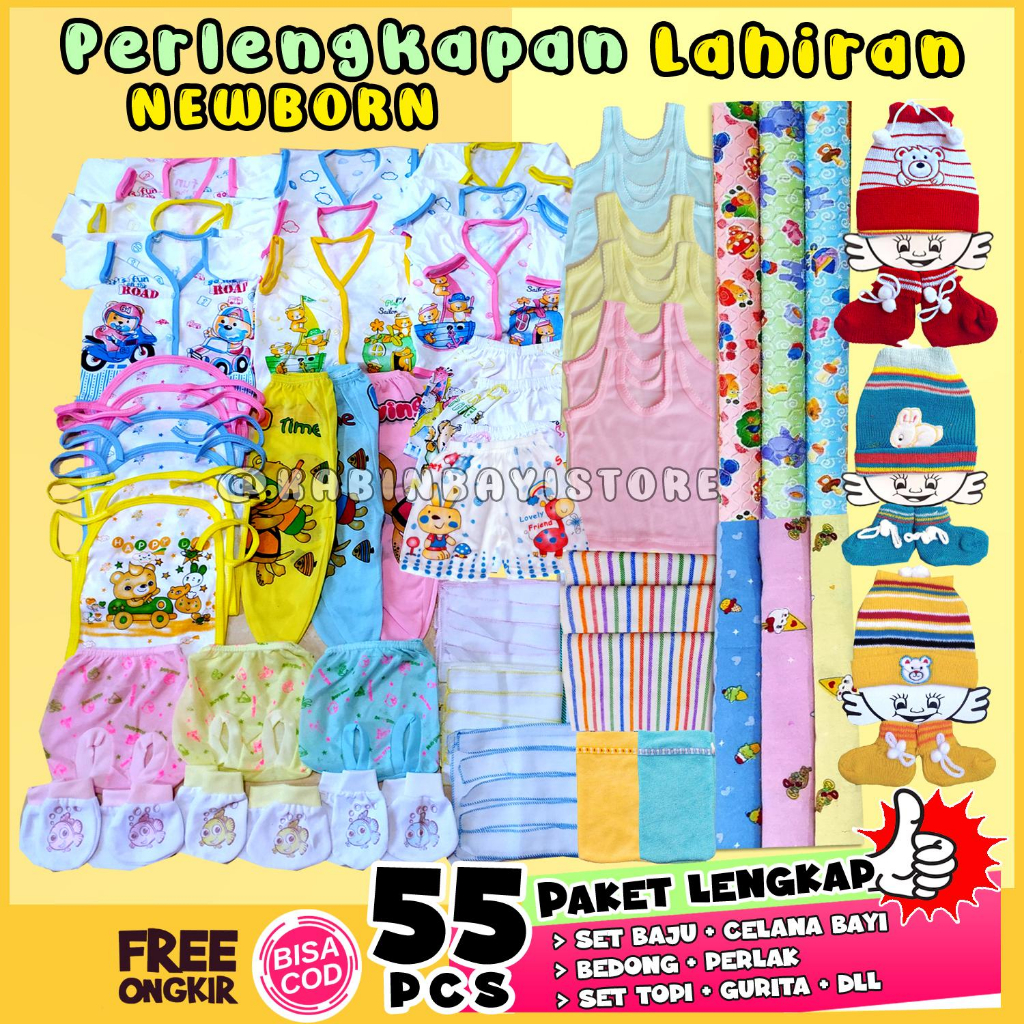 Paket Perlengkapan Bayi Lahir - Paket Lahiran - Kado Lahiran - Perlengkapan Lahiran, LENGKAP MURAH - Kado Bayi - Baju Bayi - Bedong - Perlak