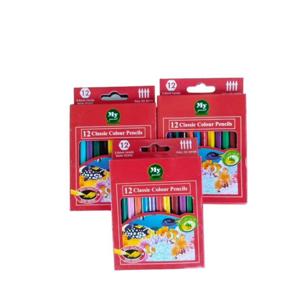 DHIO - Pensil 12 Warna Pendek Mini MY PENCIL / Color Pencil Paper Box Classic / Coloring Set Anak Anak