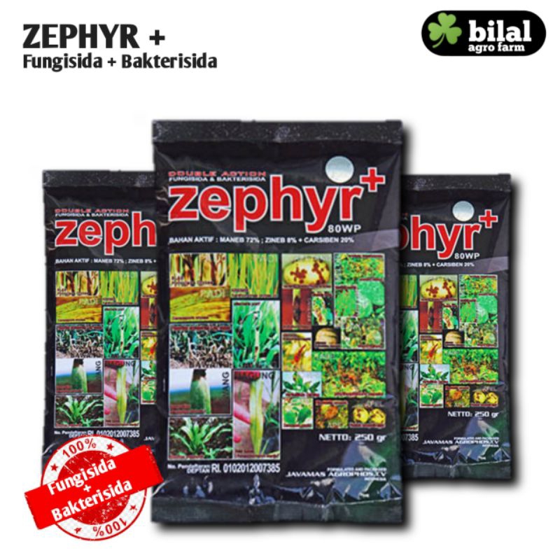 Fungisida Bakterisida Zephyr+ 80WP Kemasan 250 Gram | Zefir Bahan Aktif Maneb 72% Zineb 8% + Carsibe