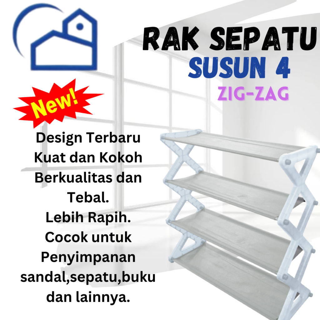 Rak Sepatu X-Shapes Rak Sepatu 4 Susun X-Shape Rak Sepatu Susun Tempat Sepatu dan Sandal Serbaguna Awet Kokoh