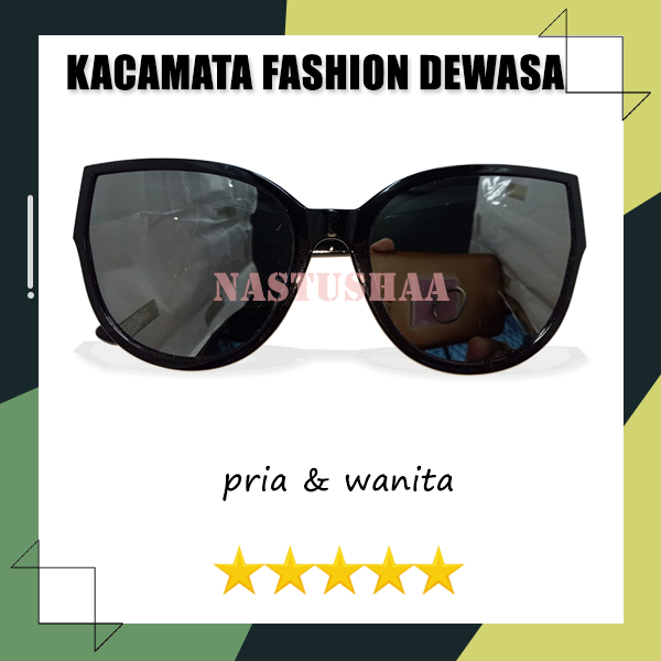 Kacamata fashion Dewasa Dengan Model Cat Eye Oversize Terbaru Lensa Anti Uv Warna Frame Hitam Lensa SIlver Mirror