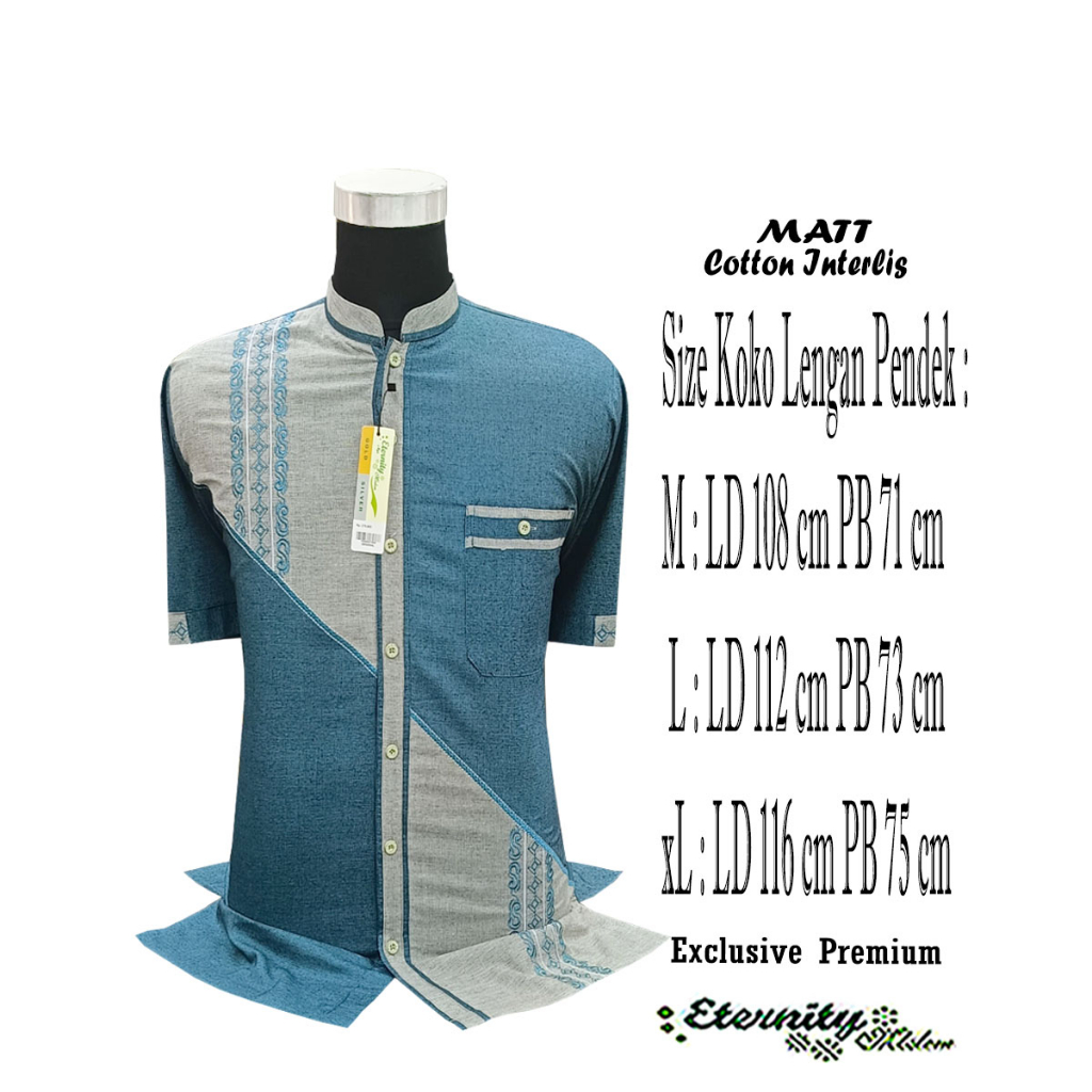 Baju Koko Pria Bordir  Lengan Pendek Koko Eternity Terbaru Koko Baju COD