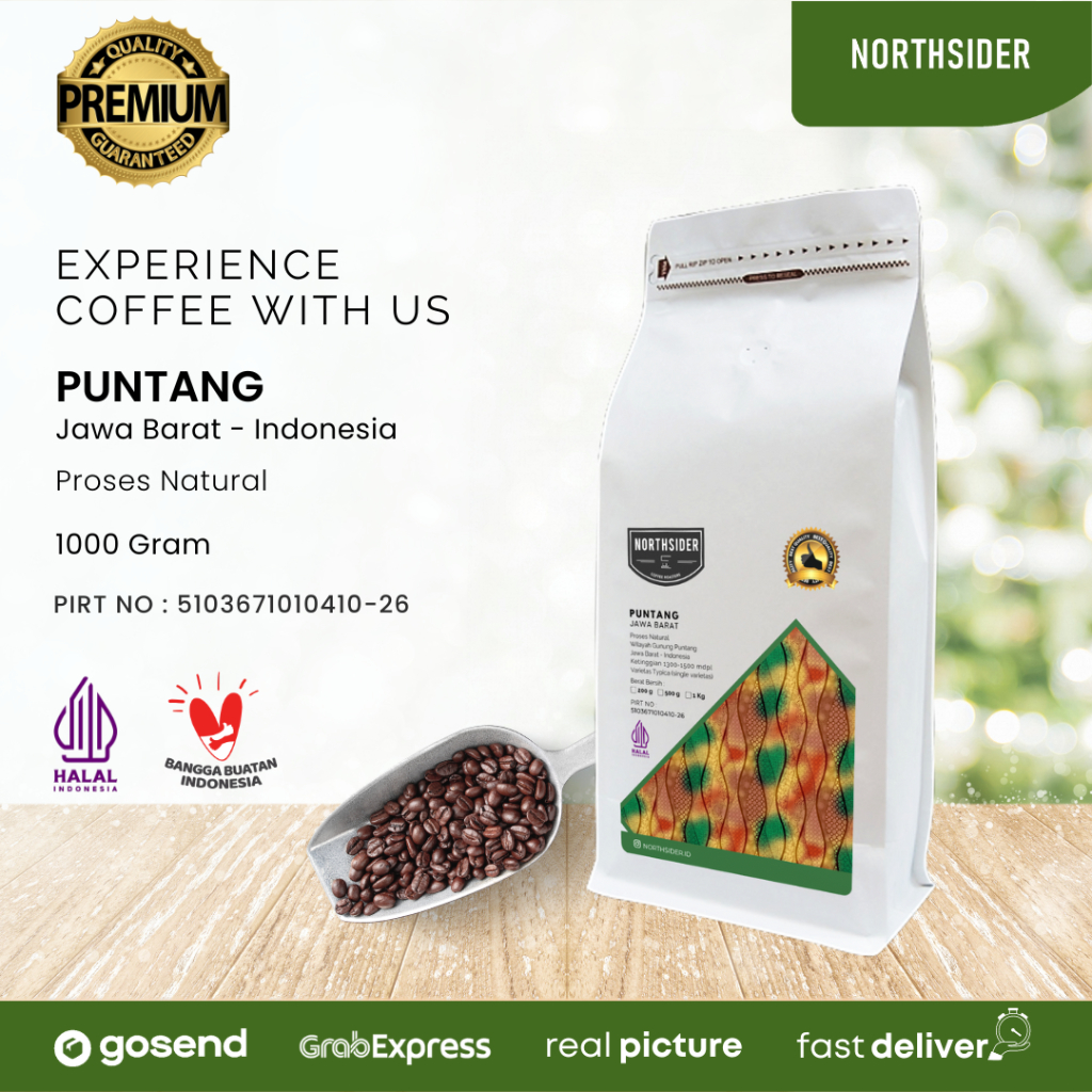 BIJI KOPI ARABIKA PUNTANG NATURAL 1KG NORTHSIDER COFFEE