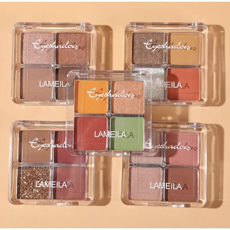 GRATIS ONGKIR COD MEDAN TERMURAH LAMEILA 3049 EYESHADOW 4 WARNA KOMBINASI GLITTER TAHAN LAMA