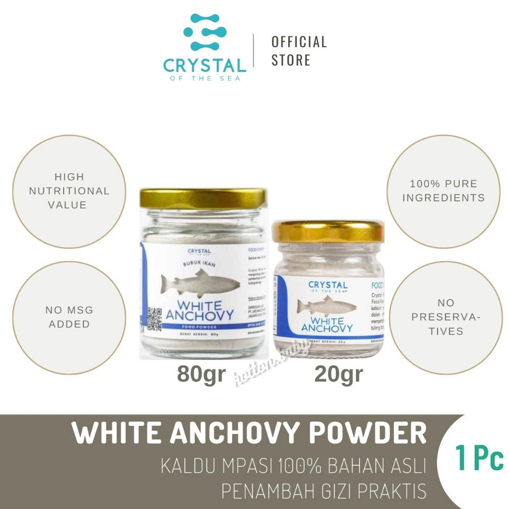 Crystal of the Sea - (20/80GR) BPOM Certified White Anchovy Powder / Bubuk Ikan Teri Nasi / Whitebait