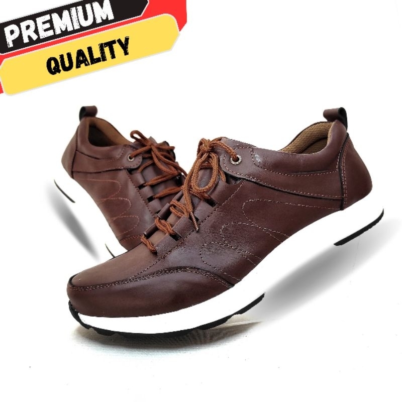 Sepatu Sneakers Casual Kasual Pria Bahan Kulit Asli Original Model Santai Elegan Murah K11