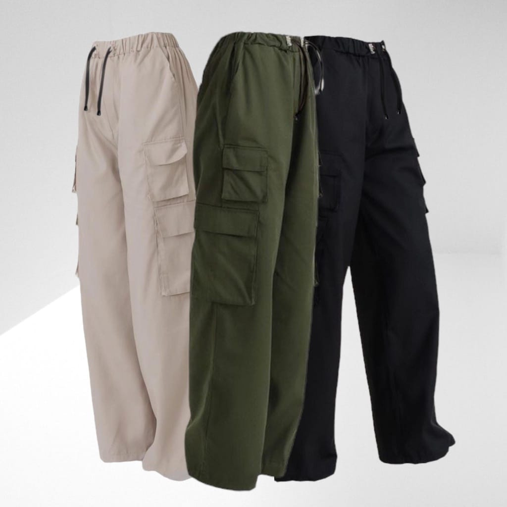 Celana Wanita VHELO Multi Pocket Cargo Pants | Loose Wanita Boyfriend