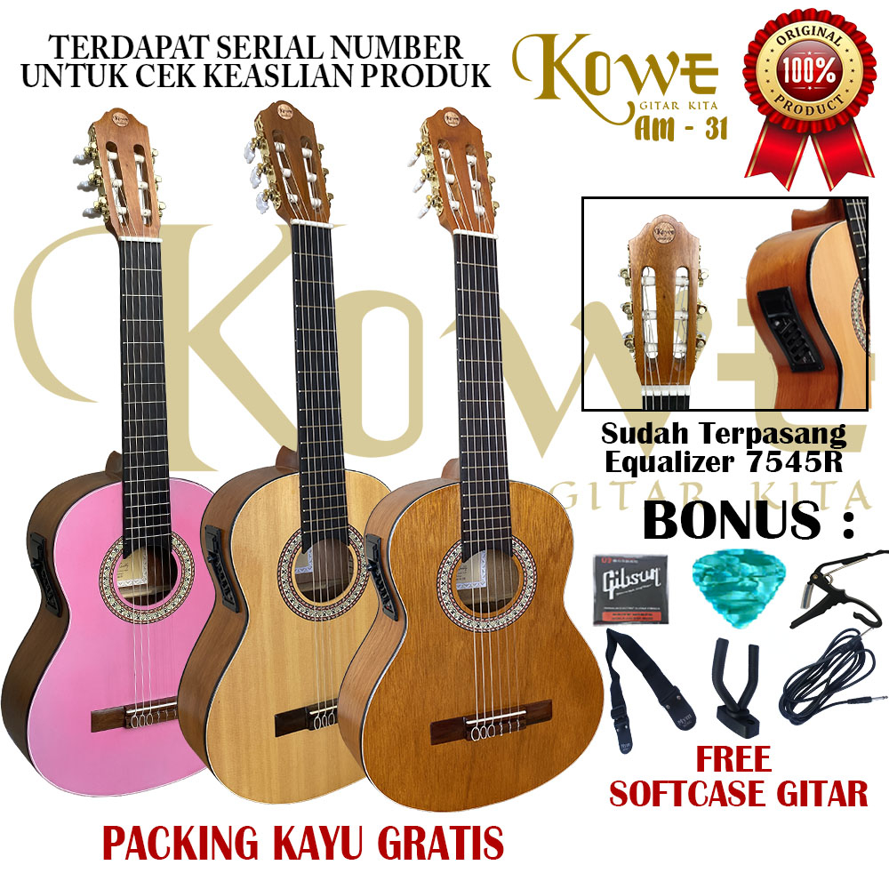 Gitar Clasic 3/4 Merk KOWE Akustik Elektrik 7545r ORIGINAL Product