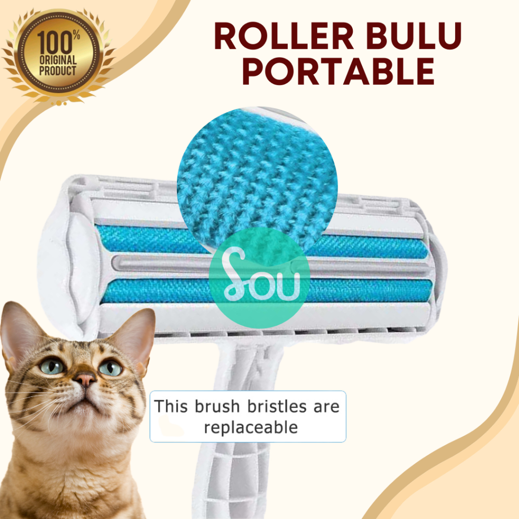 Roll Pembersih Bulu Hewan Kucing Anjing Debu di Baju Pakaian Kasur Perekat Roller Bulu Bisa dibersihkan