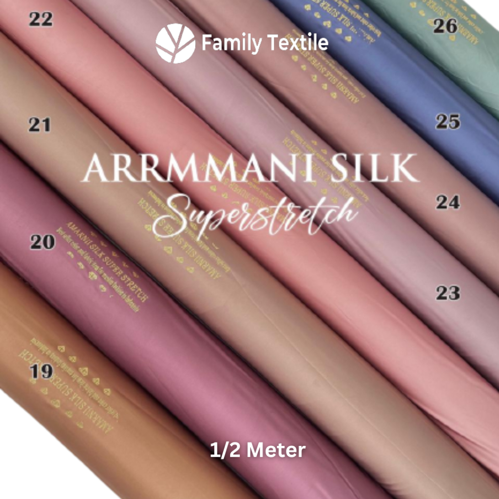 Kain Armani Silk Premium 1/2 Meter Setengah Meter - Bahan Kain Armany Silk Satin Super Meteran Dress Pengantin Bridesmaid Gamis Mukena Multi Guna