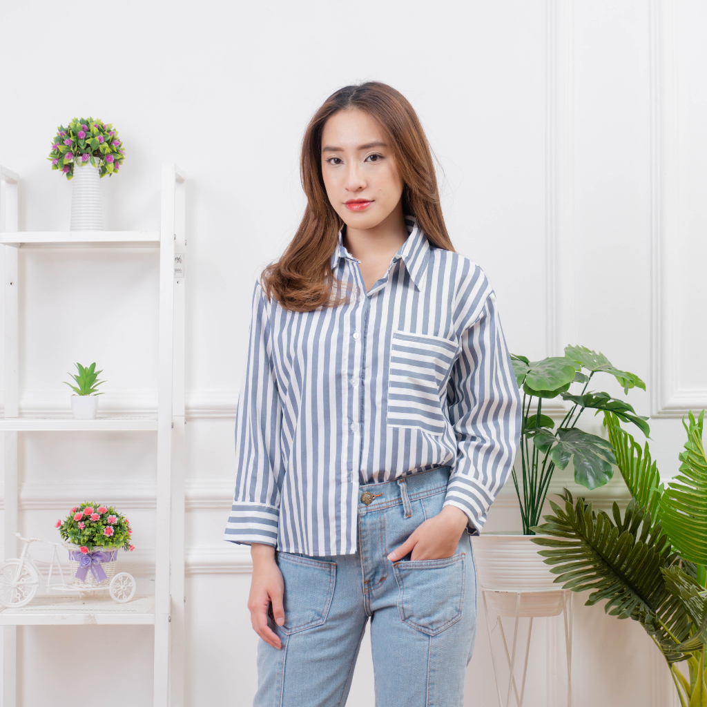 IL - VENYA OVERSIZE STRIPE SHIRT / ATASAN KEMEJA WANITA SALUR