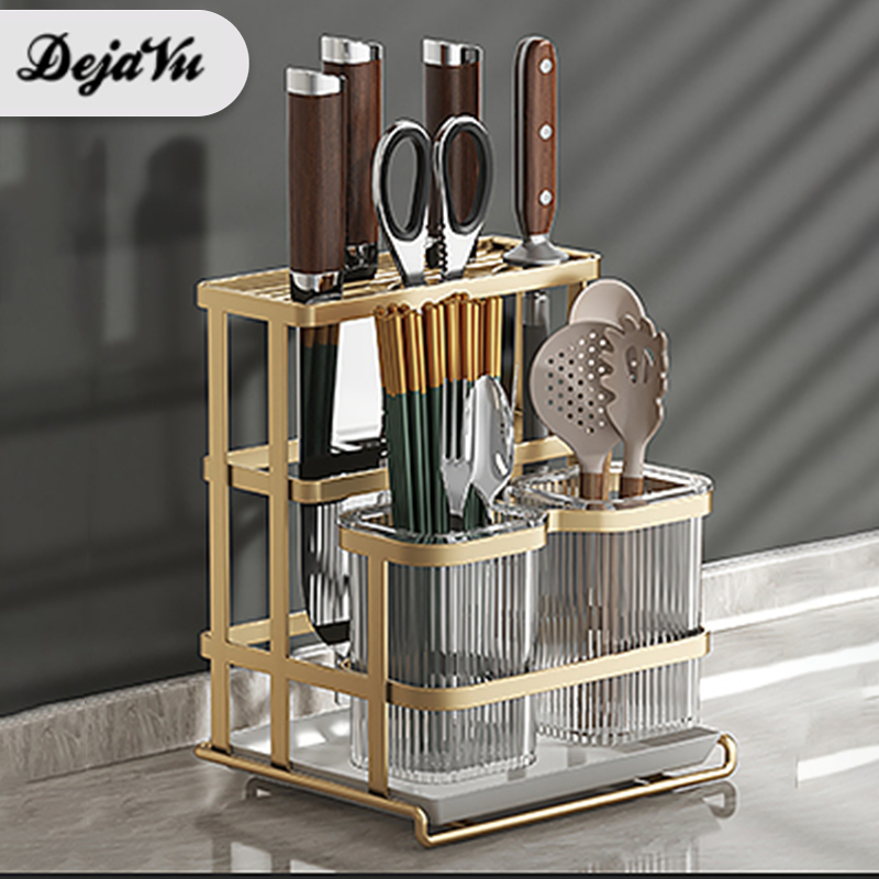 Dejavu Rak Pisau Dapur Stainless Tempat Peralatan Makan Sendok Garpu Sumpit Makan Minimalis Rack Gan