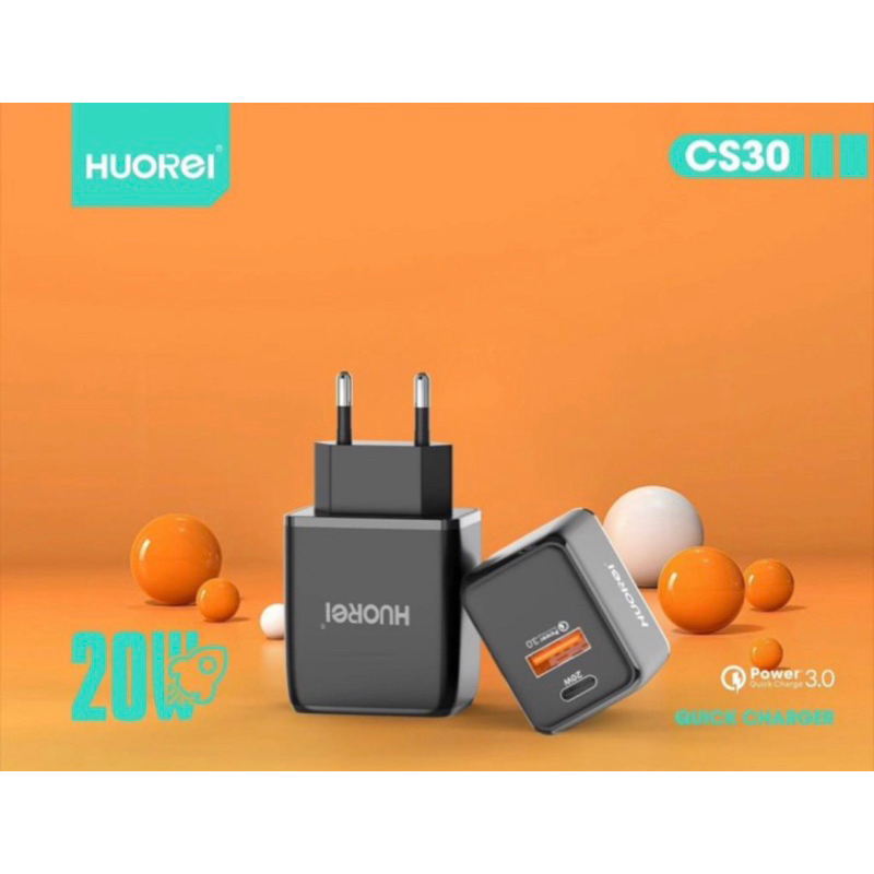 HOUREI CS30 Super Quick Charge Output PD 20W + QC 3.0 Free Kabel Micro - Charger CS30