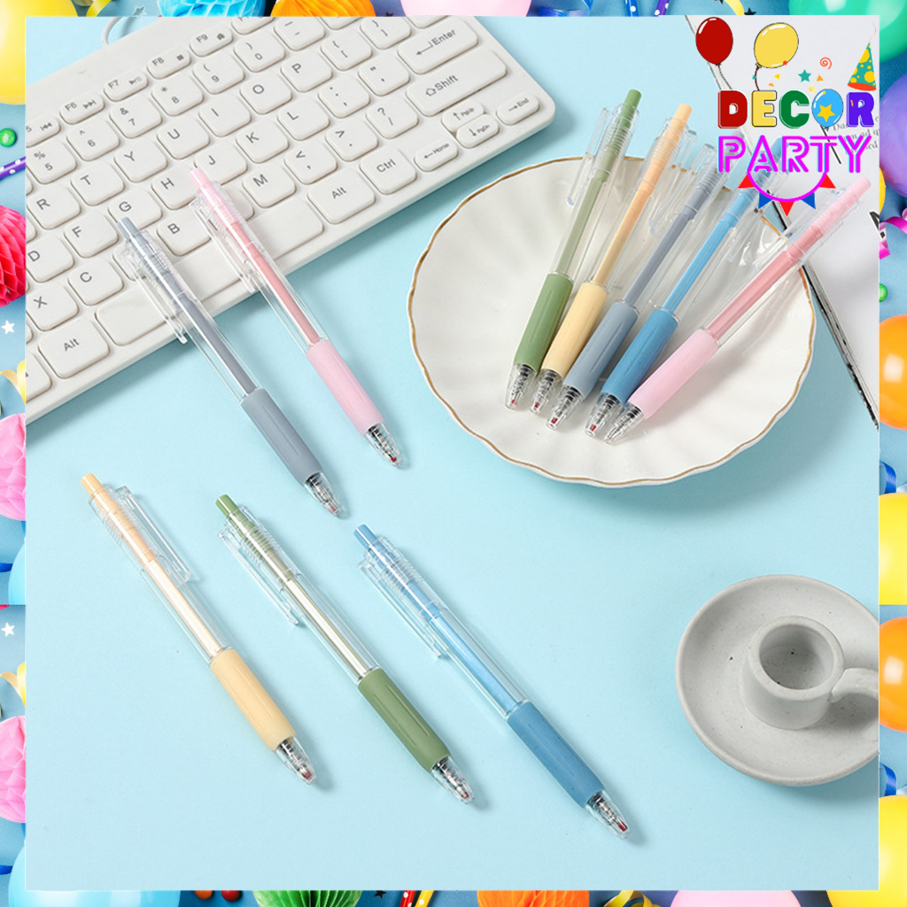 

DP Pulpen Cetekan Transparant Polos Warna Pastel Pena Gel 0.5mm Tinta Hitam Alat Tulis Sekolah Kantor Pen Warna Warni Bolpoint Polos