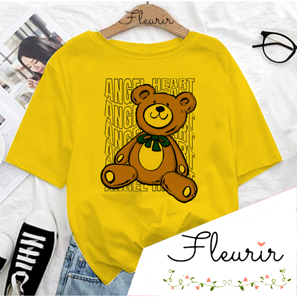 FLEURIR - COD KAOS WANITA ANGEL HEART PRIA REMAJA DEWASA UNISEX TSHIRT JUMBO OOTD LENGAN PENDEK OVERSIZE