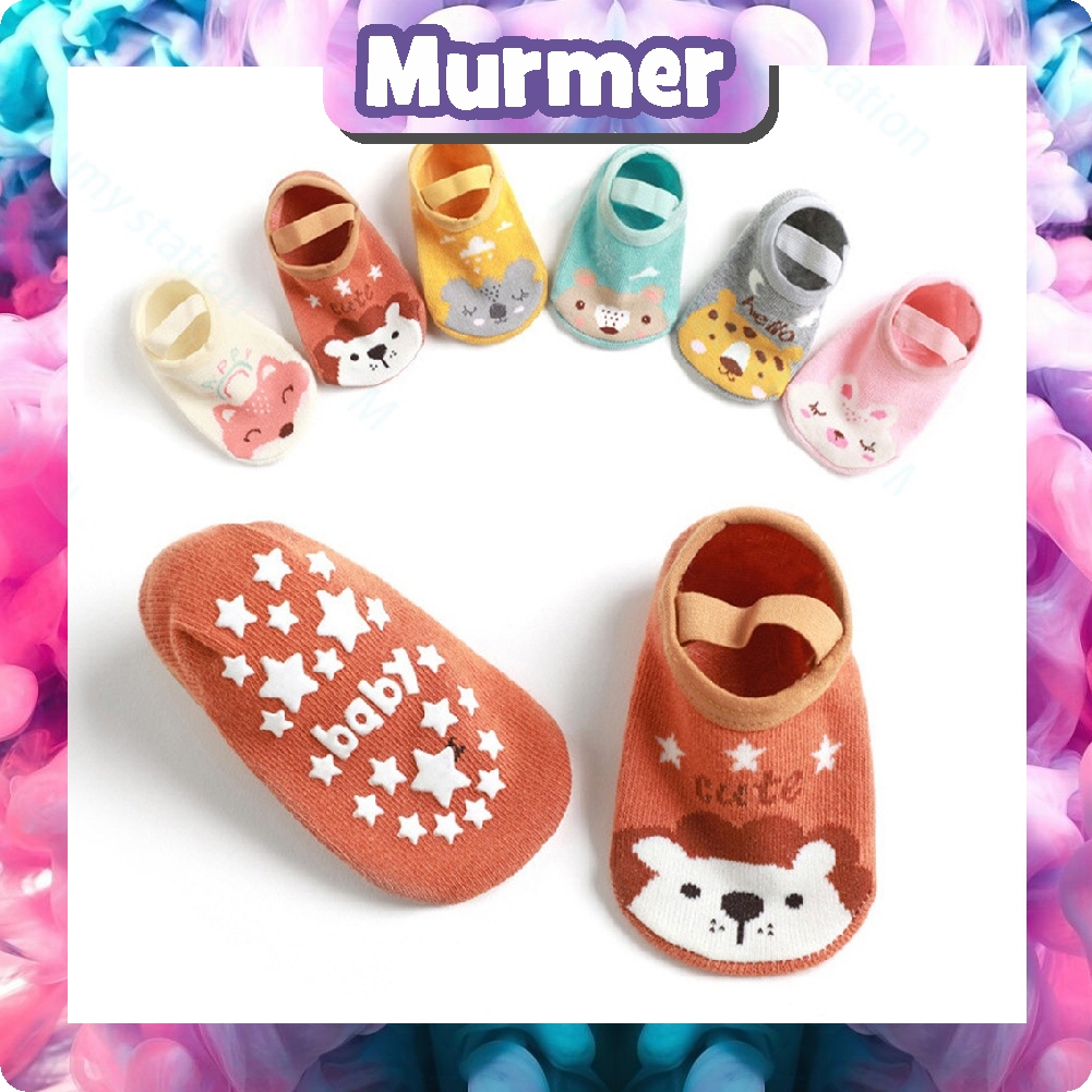 MurmerOfficial Kaos kaki nonslip pendek bayi dan anak motif hewan KK078