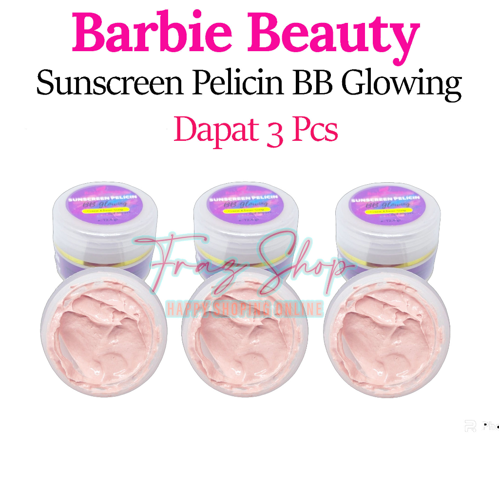 HEMAT [ 3 PCS ] Sunscreen Pelicin BB Glowing Barbie Beauty / Cream Pencerah Wajah