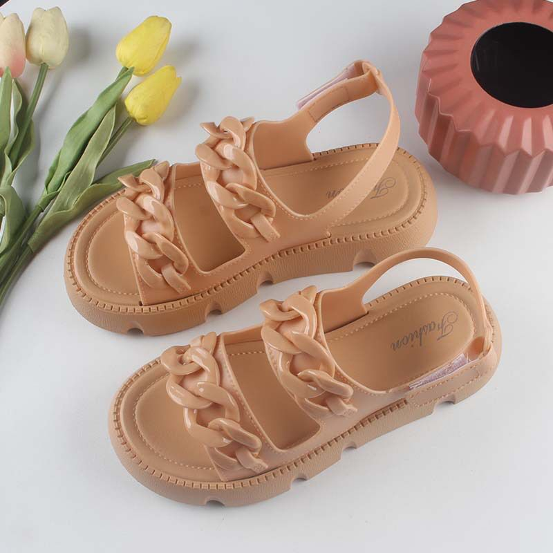GROSIRTAS TG1749 Sandal Gladiator Jelly Wanita Import Tali Rantai Dua/ Sendal Wedges Fashion Wanita/ Sandal Gunung Jelly Kekinian