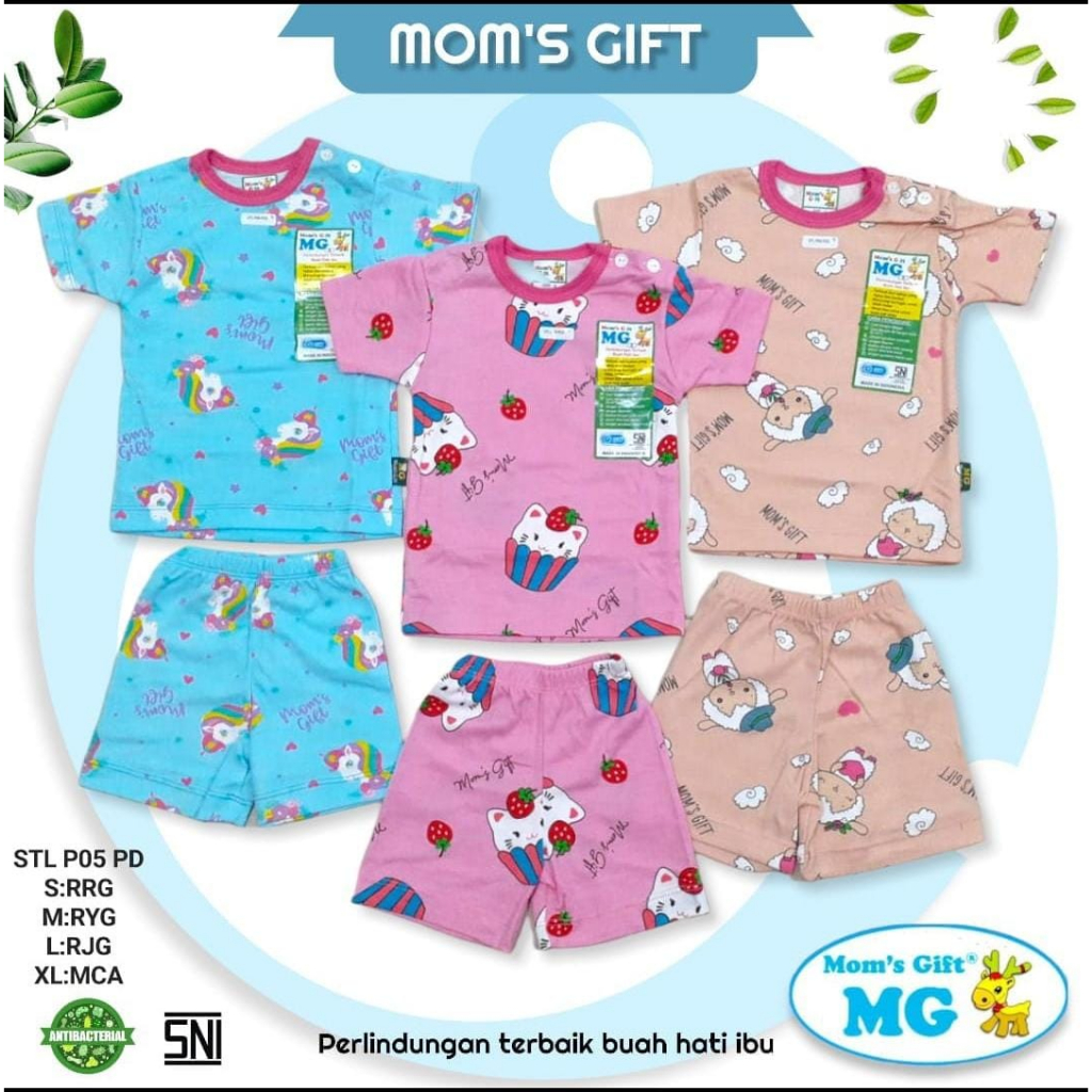 MOM'S GIFT Setelan Pendek Bayi Motif Full Print Uk S, M, L, XL SNI