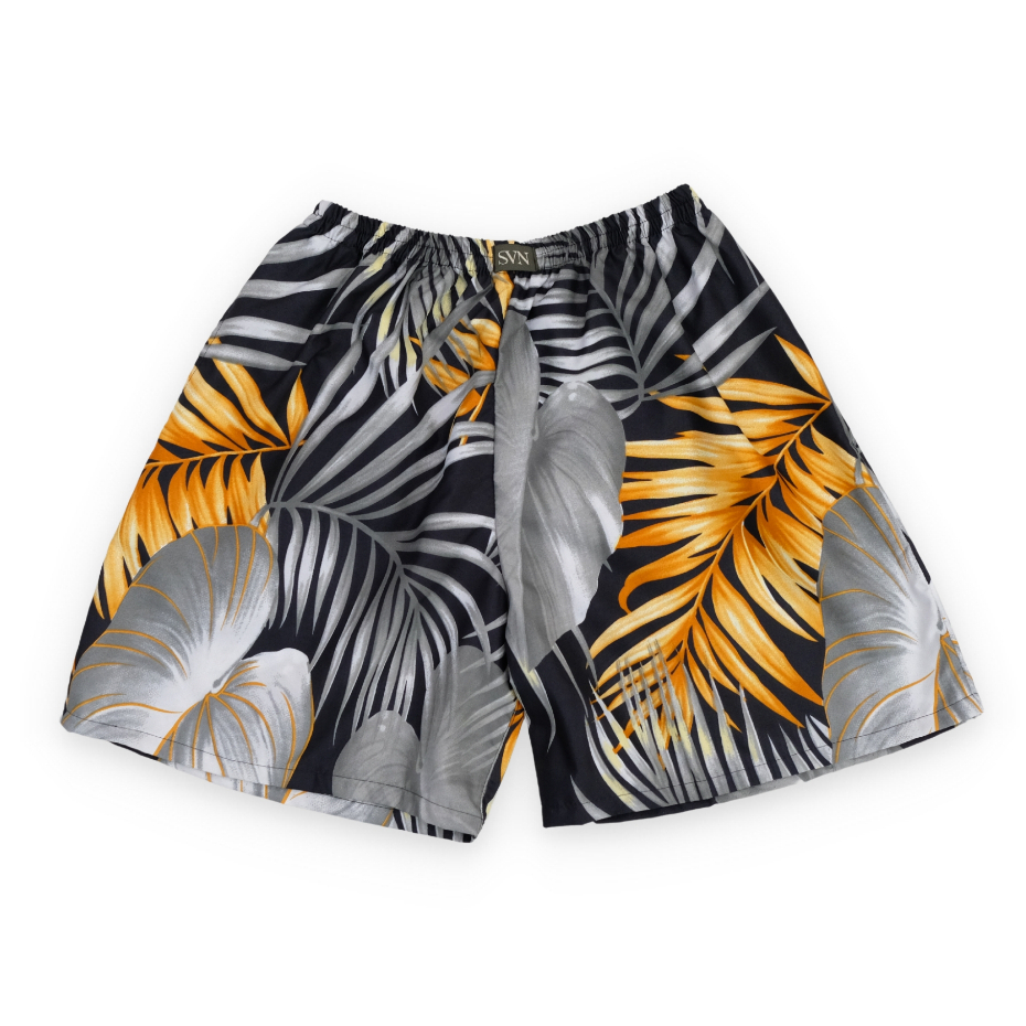 SANVANINA Boxer Unisex Printed Palm Black Orange | Boxer Printing Motif Daun BO-112