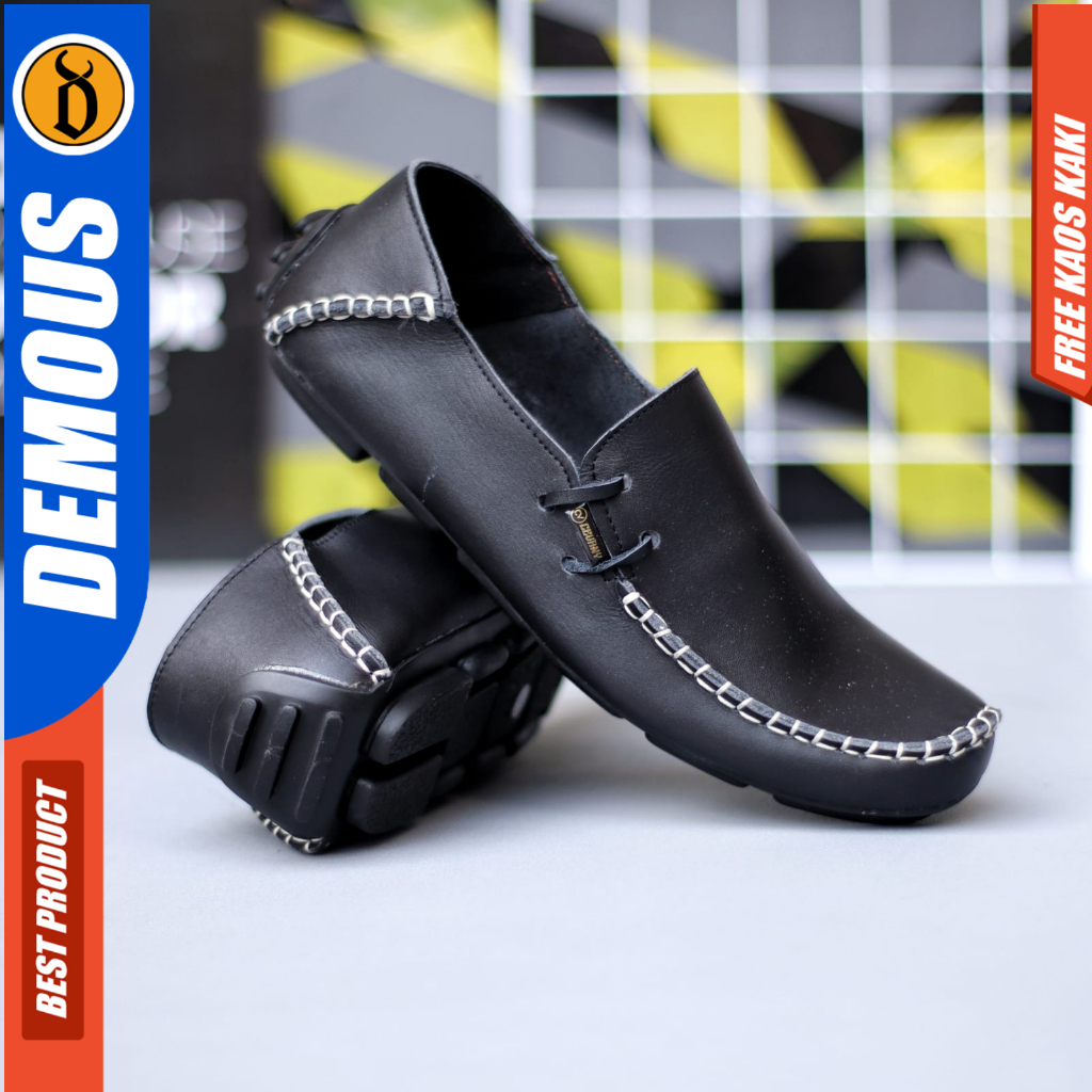 DEMOUS MOCLEA - Sepatu Slip-on Casual Kulit Kerja Pria