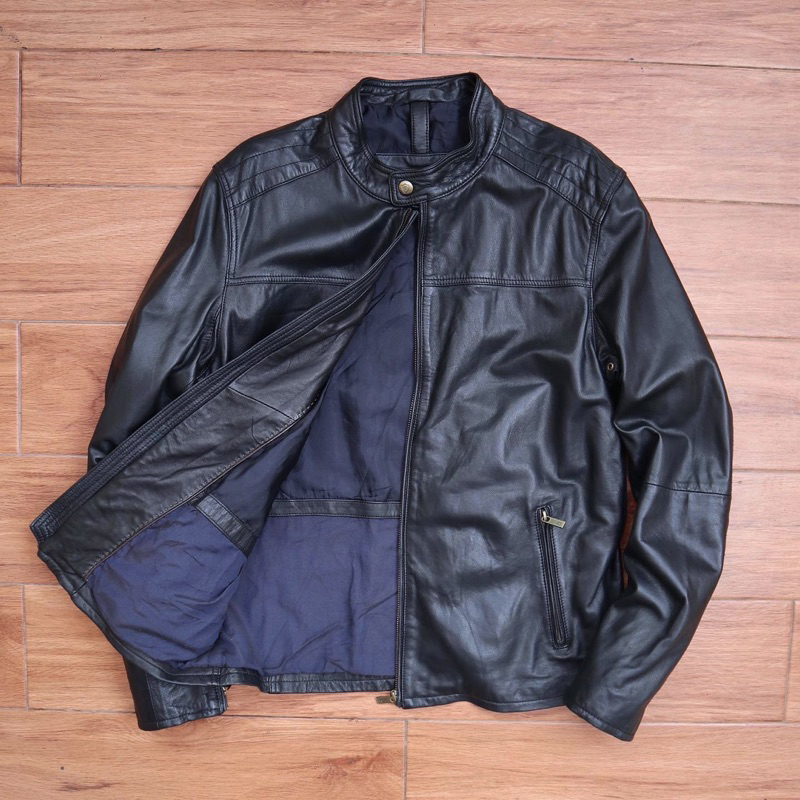 Massimo Dutti Jaket kulit slim rider motor Pl bekas preloved second