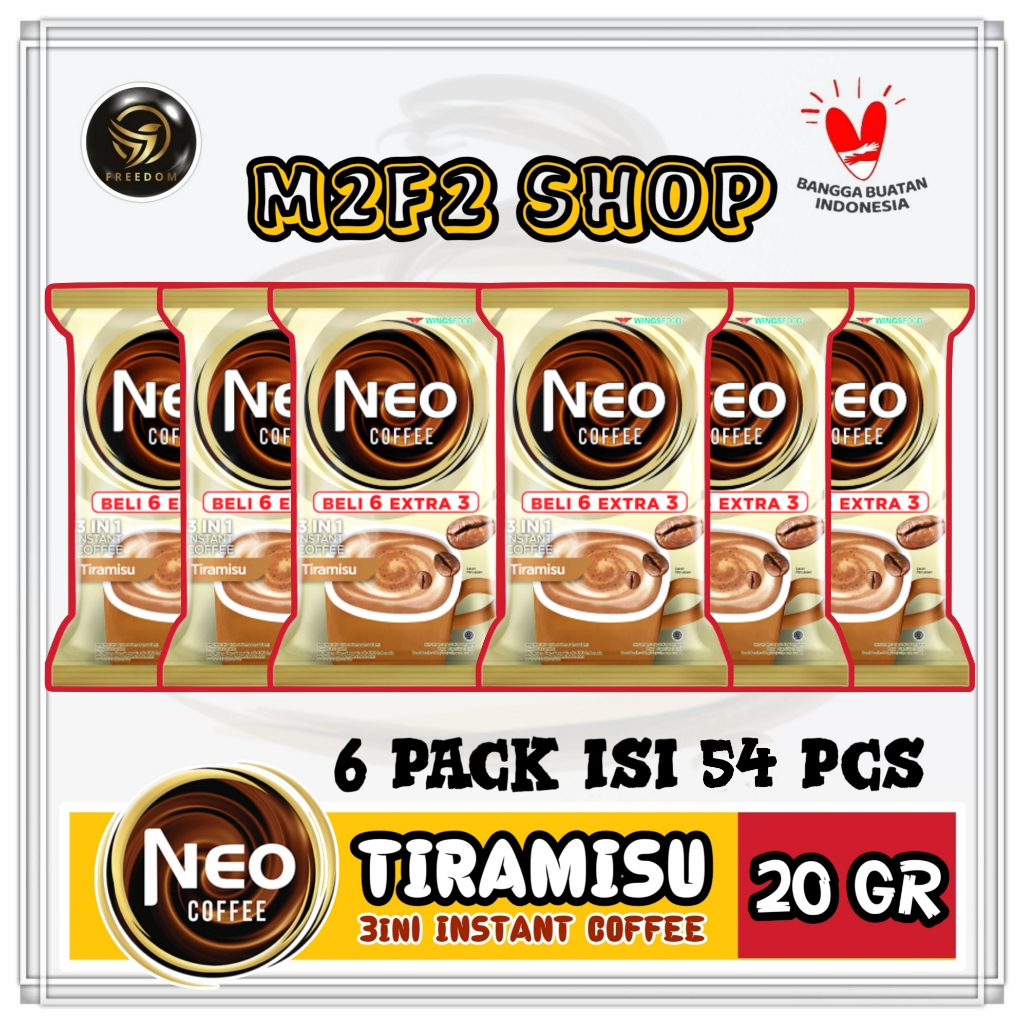 

Kopi Neo Coffee Tiramisu 3in1 Sachet | Renceng MT - 20 gr (Kemasan 6 Pack)