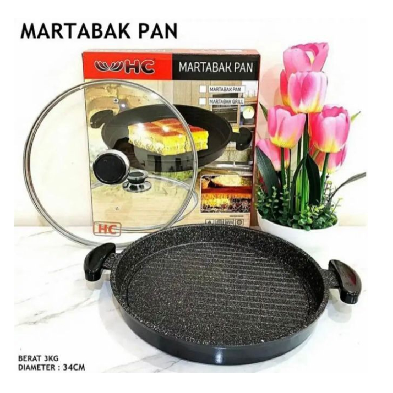 HC Martabak Pan | Alat Panggang Sehat Grill Pan BBQ Square Grill 34 cm
