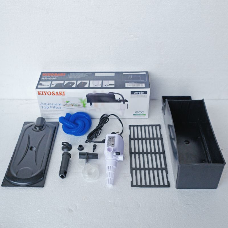 TOP FILTER KIYOSAKI AR 666 waterpump filter atas aquarium water pump celup akuarium ph 1000 Lph liter per jam mesin pompa submersible ukuran box sedang murah