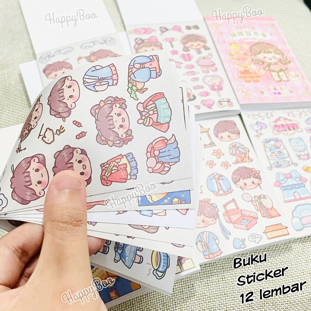 buku stiker sticker tempelan set buku chibi 12 lembar