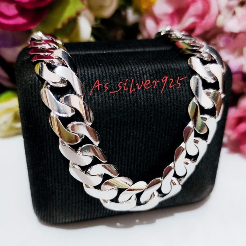 GELANG PERAK SISIK NAGA POLOS PADAT PRIA WANITA ASLI SILVER 925 LAPIS MAS PUTIH_GELANG TANGAN UNISEX