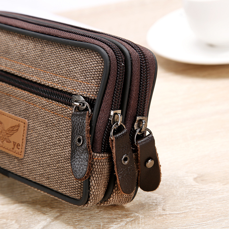 DOMPET HP POUCH PRIA PINGGANG IMPORT OXFORD COKLAT BRANDED PREMIUM LAKI SIMPLE PREMIUM WA738B7 MUAT HP COWOK KEREN MURAH ORIGINAL FASHION CASUAL QUALIZER
