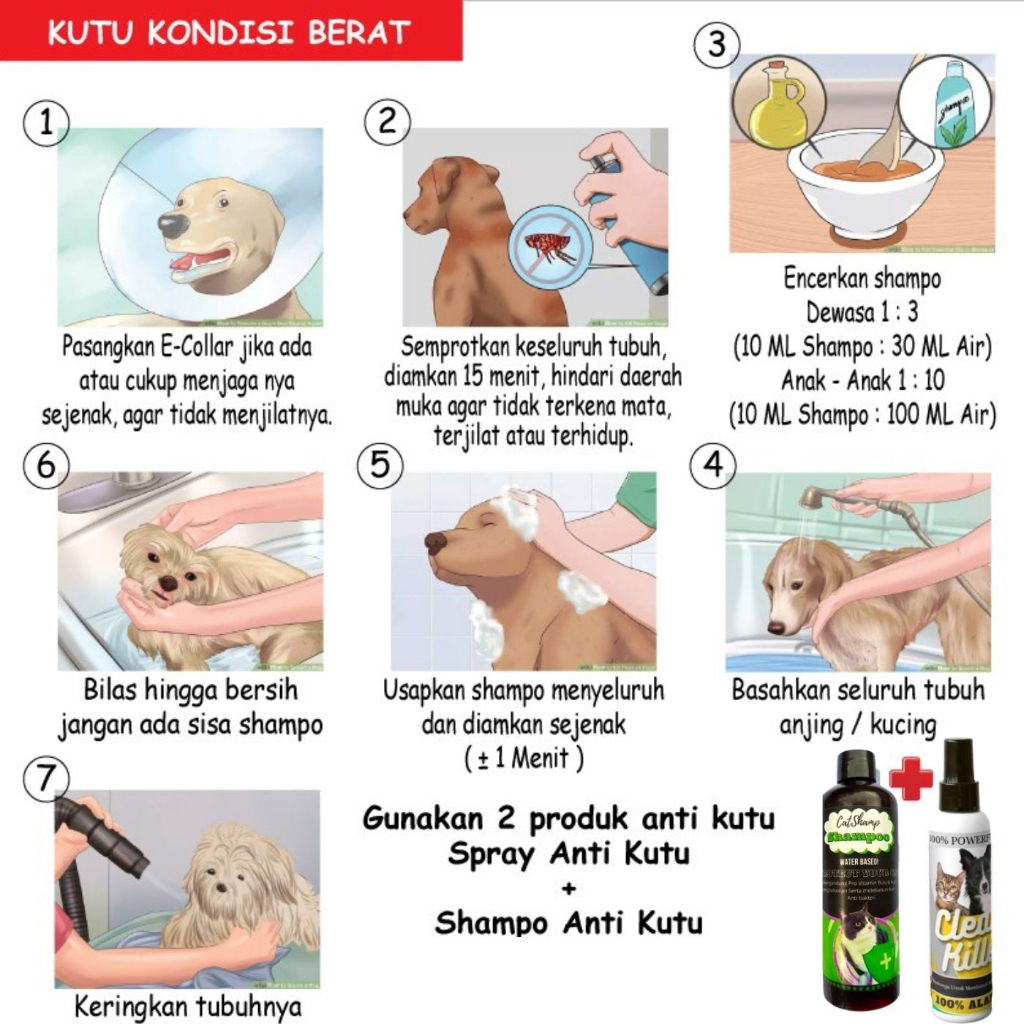 Paket Anti Kutu + Shampo Kesehatan (Shampo Anjing) (Shampo Kucing) FEFARM