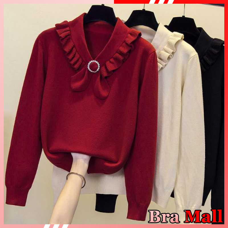 【 Bra Mall 】BJ-051 Blouse Wanita Korea Import Premium Lengan Panjang Polos Mewah Elegan | Blouse Korean Style Long Sleeve Premium