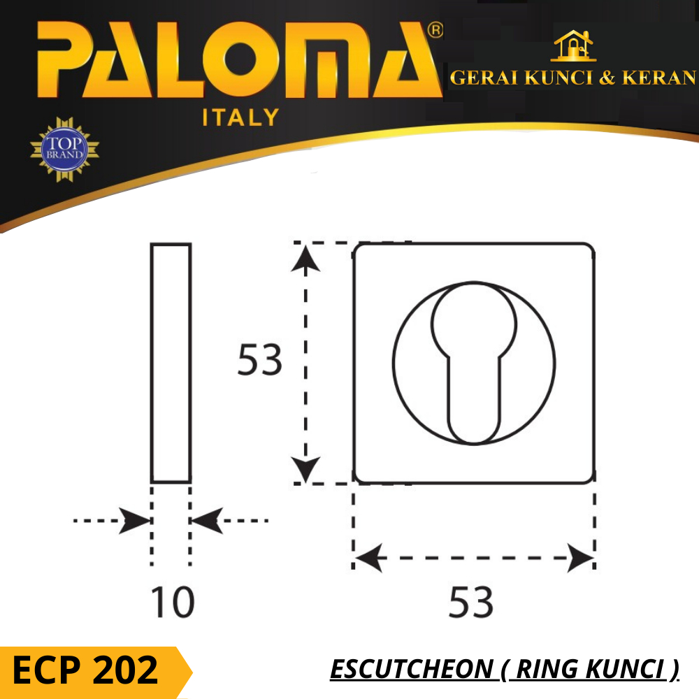 PALOMA ECP 202 RING KUNCI KOTAK ESCUTCHEON SQUARE SN+NP