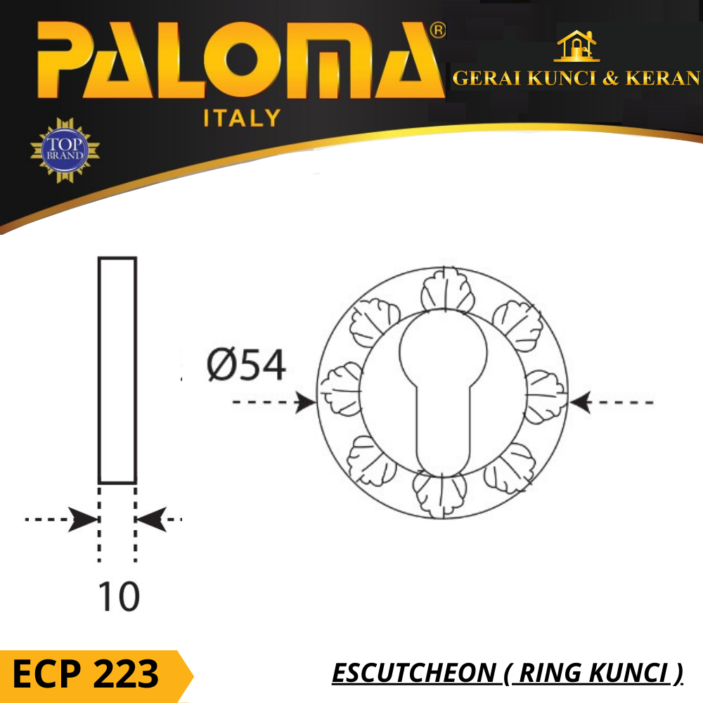 PALOMA ECP 223 RING KUNCI  ESCUTCHEON SUPERIOR MAB ANTIQUE COVER LOBANG KUNCI