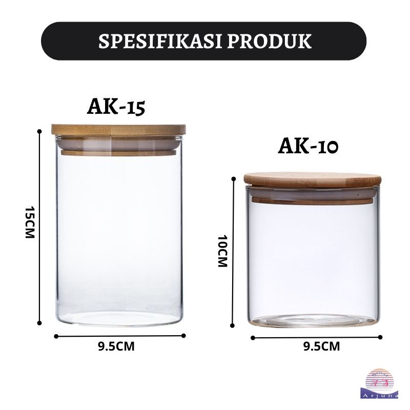 Toples Bening Tutup Kayu Bahan Kaca