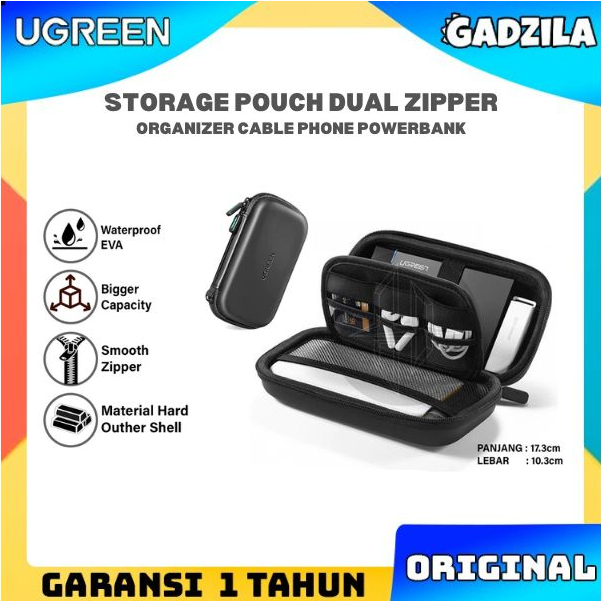 UGREEN Storage Pouch Organizer Bag Tempat Kabel Data Hard Case Penyimpanan Power Bank HDD External Ukuran Besar LP128 50274