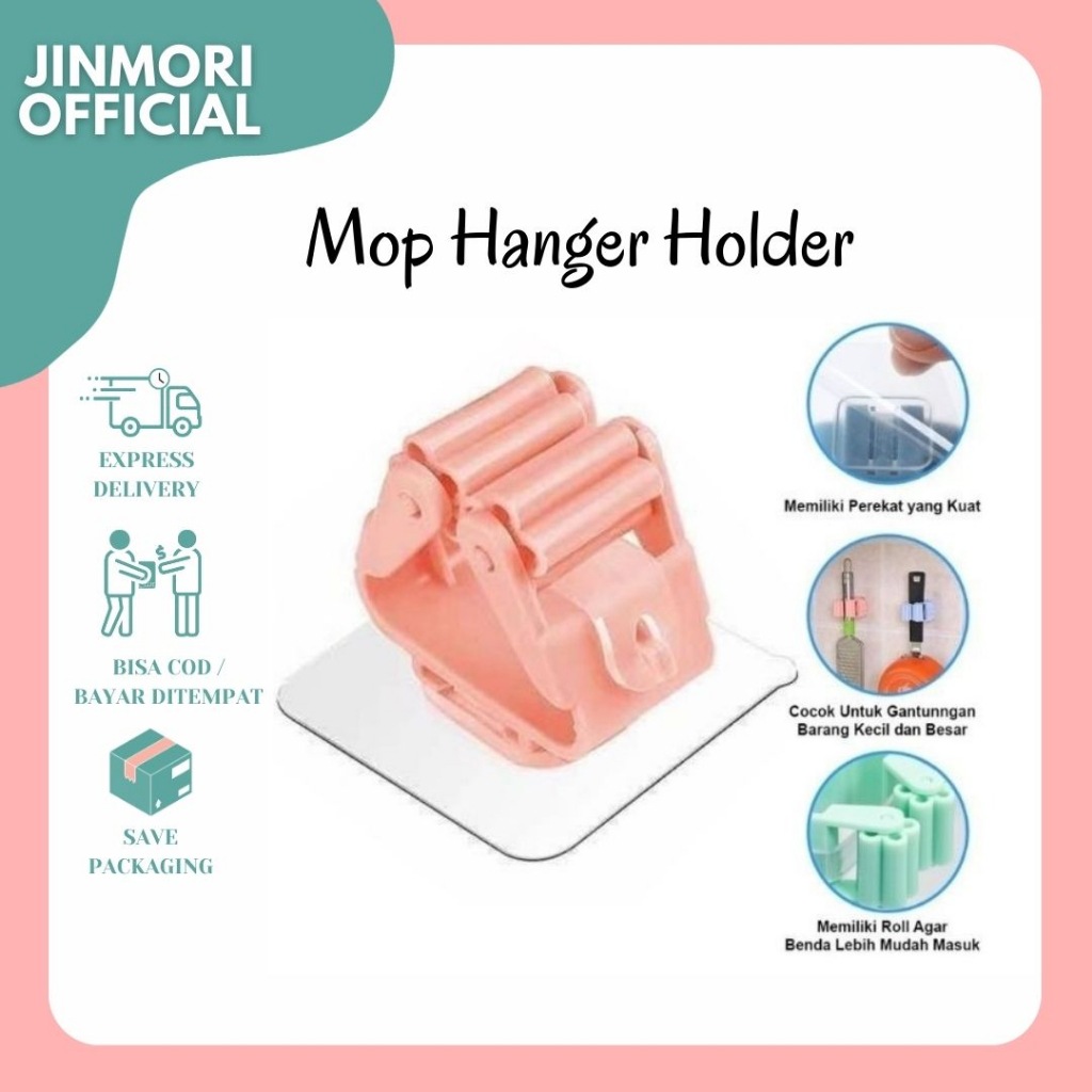JM - Holder Stiker Tempel Gantungan Sapu Pel Jepit / Magic Mop Hanger / Clip Holder Multifungsi