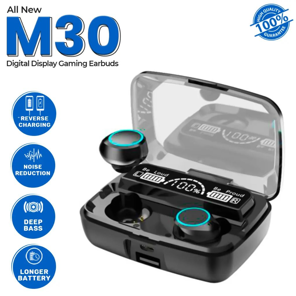 HF GAMING TWS M30 bluetooth earphone stereo + Powerbank 2800mAh original extra bass PROMO SEN