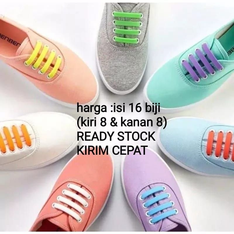 Tali Sepatu Silikon Elastis Shoe Laces Karet Shoelace Silicone 1 Set Untuk Sepasang Sepatu