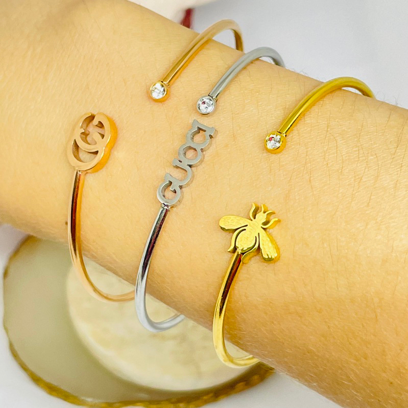 Gelang bangle titanium isi 3 elegan