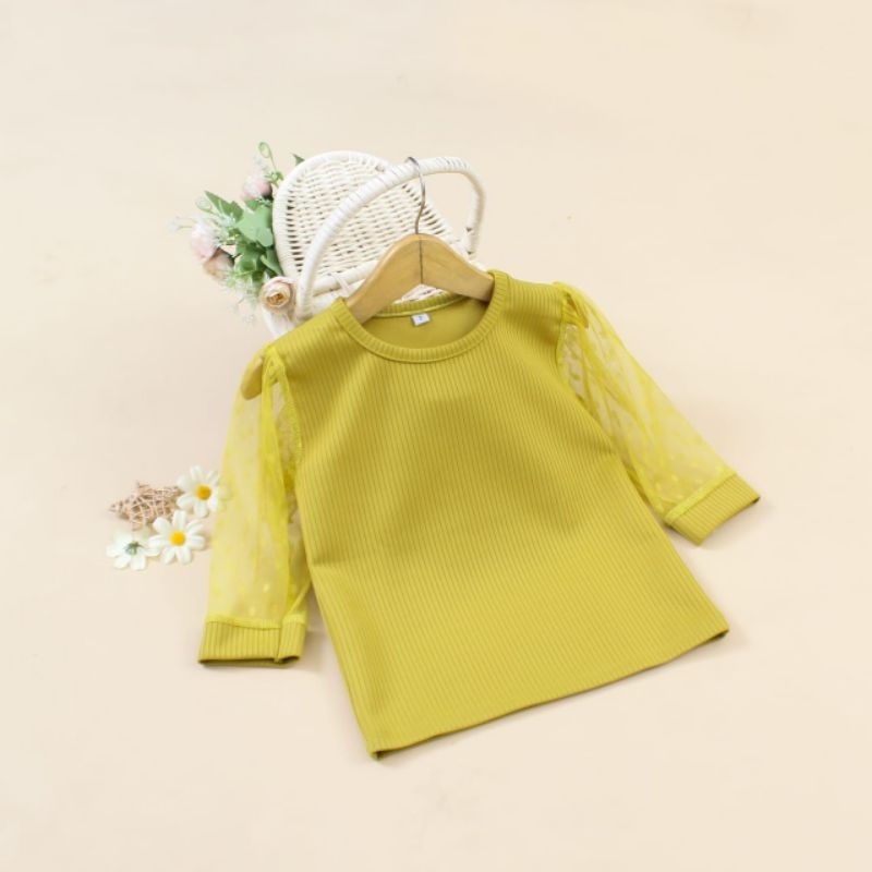 1-6 Tahun LISSA TOP | Atasan Lengan Panjang MANGO KNIT MIX TULLE POLCADOT