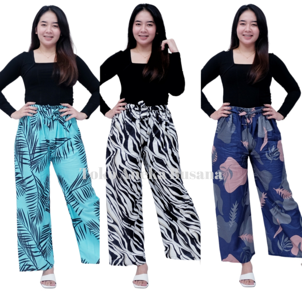 Celana Kulot Wanita Panjang Motif Tie Dye / Tie Die Bahan Rayon