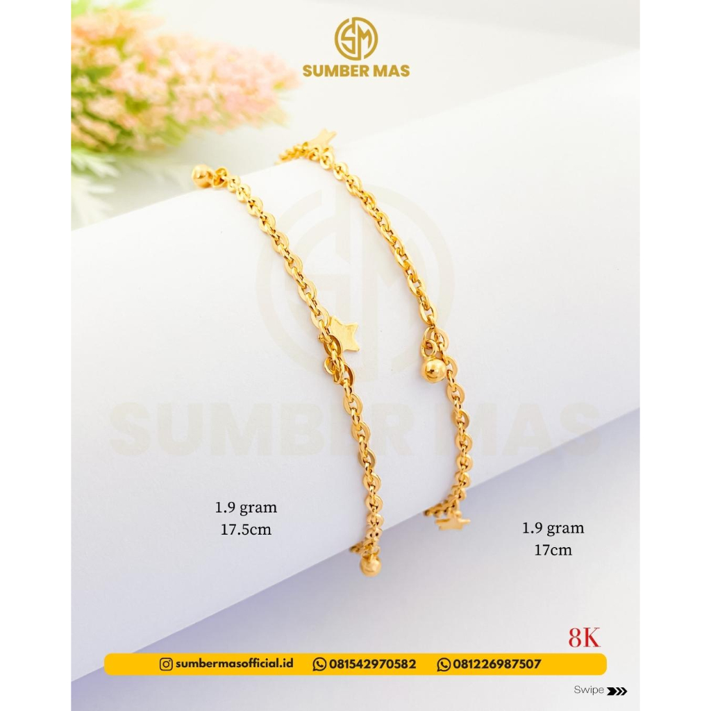 GELANG RANTE STAR KRINCING FASHION 8K - SUMBER MAS